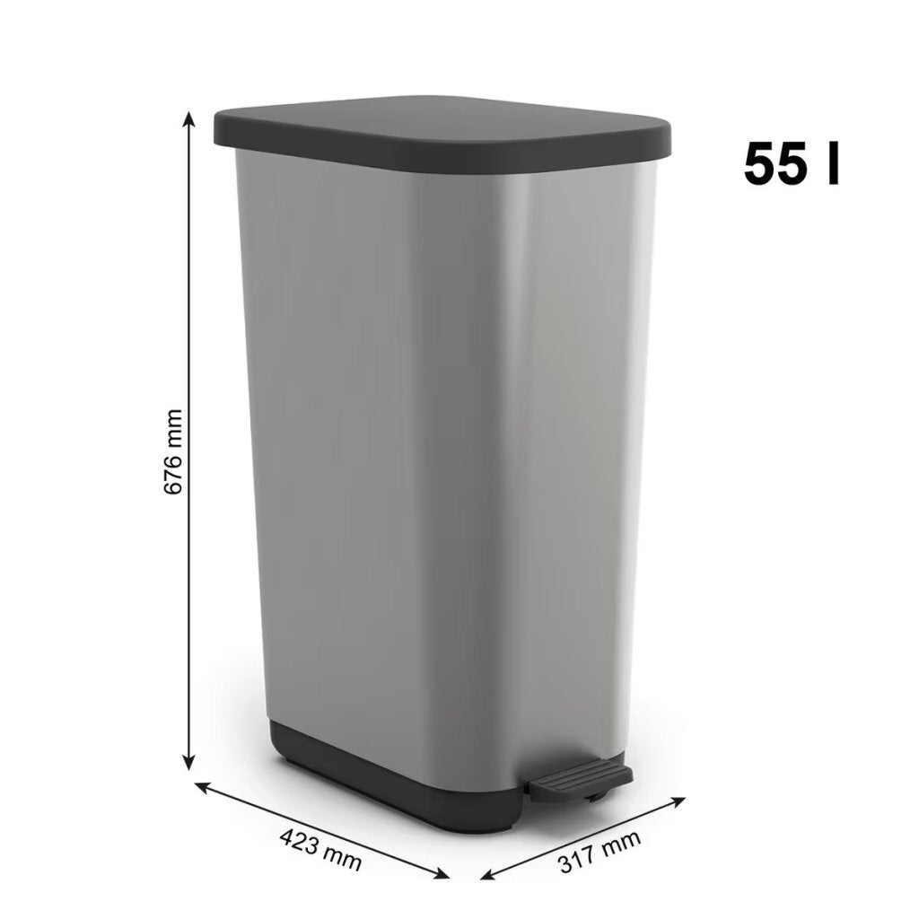 Rotho Ribo Pedaalemmer 55L Zilver Metallic