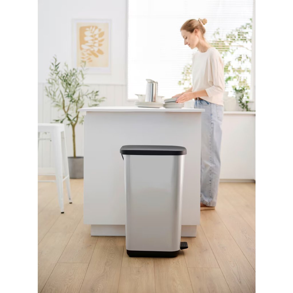 Rotho Ribo Pedaalemmer 55L Zilver Metallic